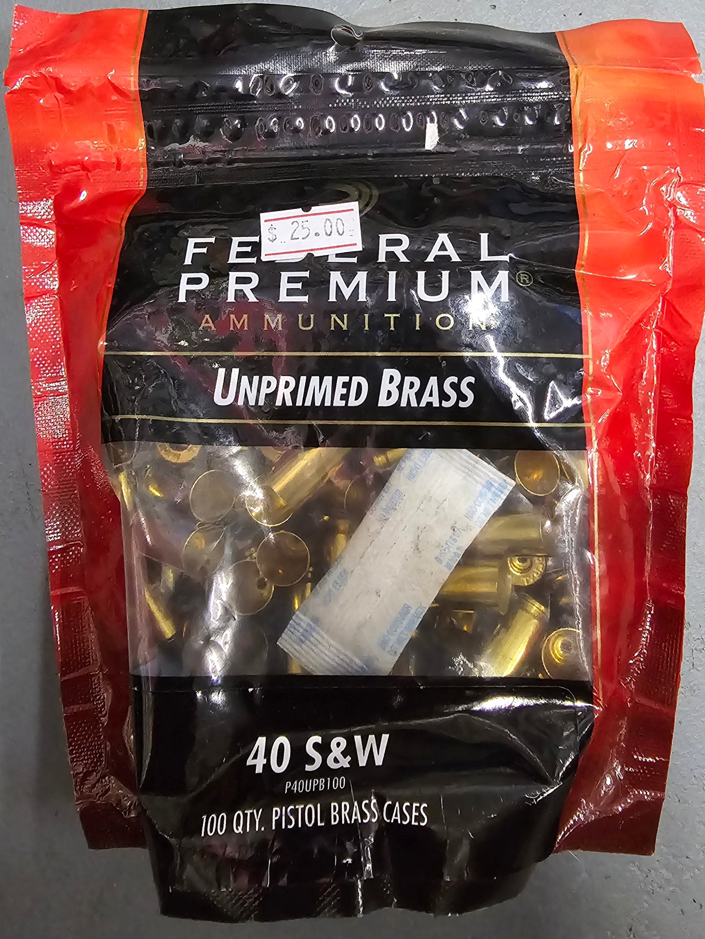 FEDERAL PREMIUM UNPRIMED BRASS CASES 40 S&W 100 QTY #P40UPB100