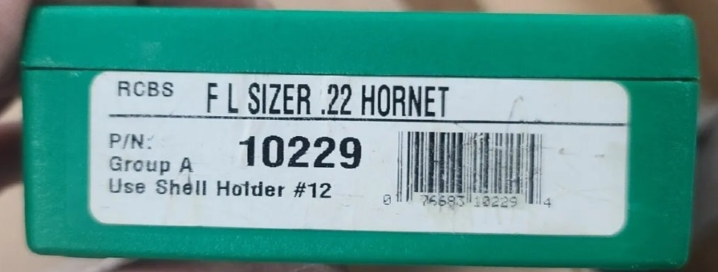 RCBS 22 Hornet Reloading Die 10229 Full Length Sizer DIE Group A FL
