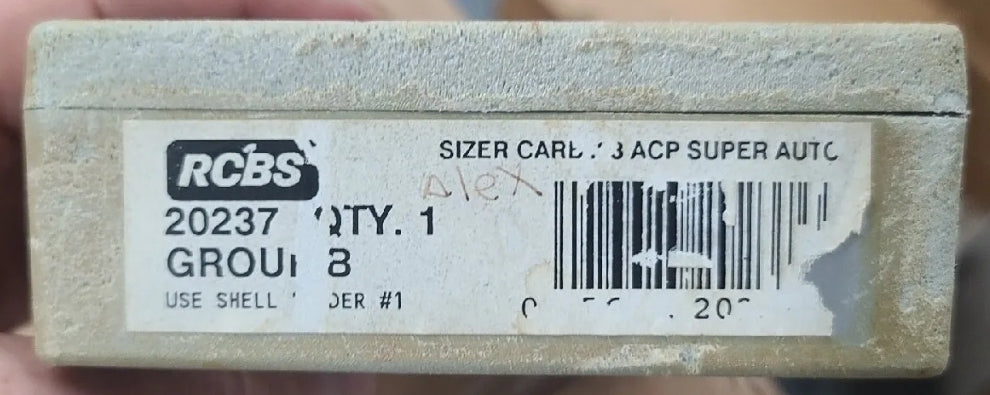 RCBS SIZER CARB 380 ACP 38 SUPER AUTO Die Set Part Number 20237 Use Holder 1