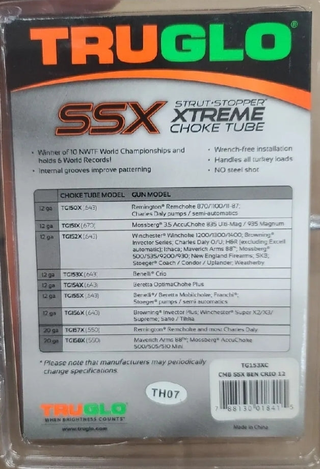 TruGlo Strut Stopper 12 Gauge Benelli Crio Choke Tube + Bonus Sight #TG153XC