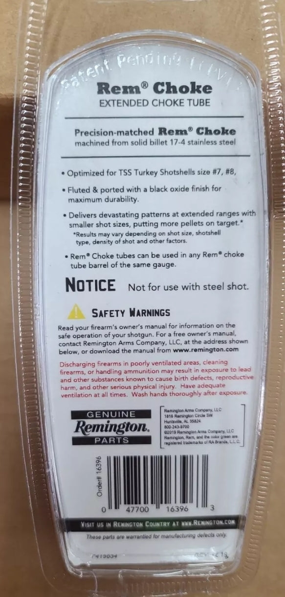 NEW! Remington 870/1100/1187 Rem Choke 12 Gauge Extended Turkey TSS .650 16396