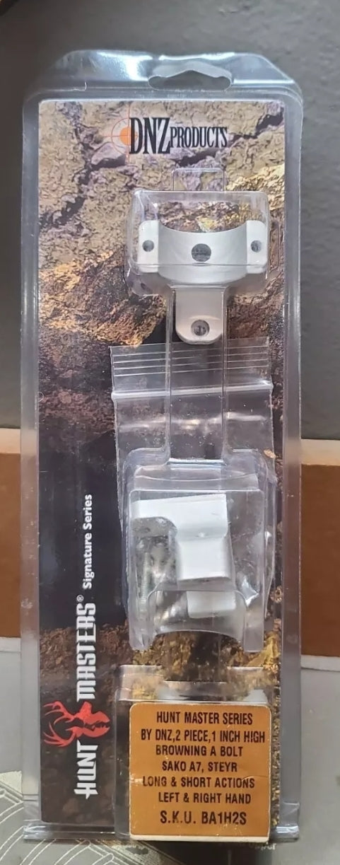 DNZ HUNT MASTERS SERIES BA1H2S BROWNING A BOLT, SAKO A7 STEYR 1" HIGH STAINLESS