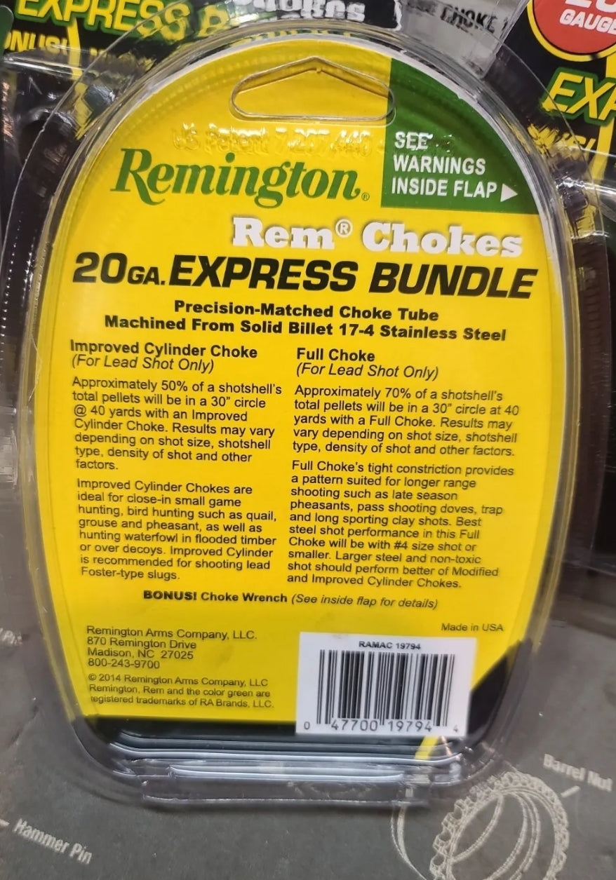 Remington 20 Gauge Rem Choke Express Bundle With Wrench IC And Full Chokes 19794