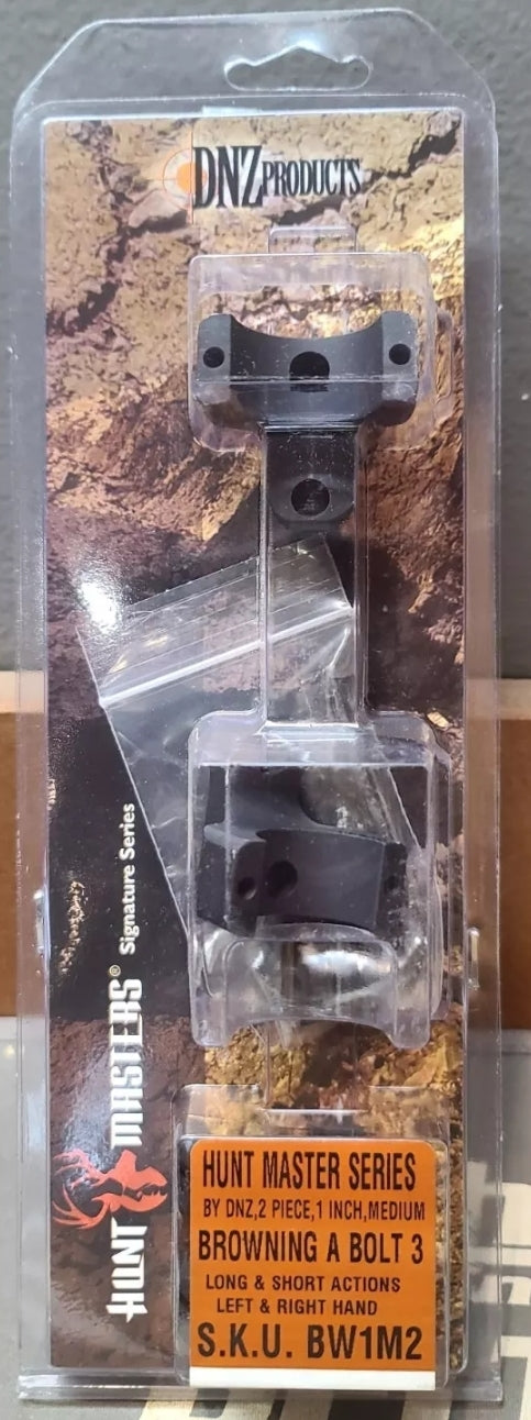 DNZ BW1M2 Hunt Masters Browning A-Bolt III Black Scope Mount Base/ Ring 1" Medium