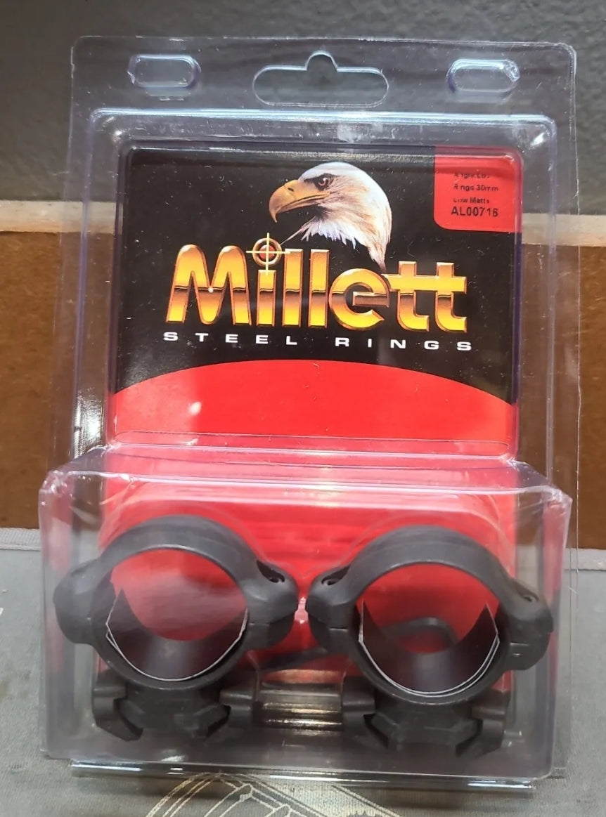 NEW MILLETT Angle-Loc 30MM LOW MATTE STEEL Scope Rings WEAVER STYLE #AL00716
