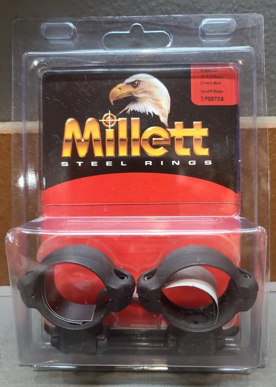 MILLETT STEEL Scope Rings .22 Angle-Loc Adjustable 30MM Medium Matte Black #TP00708