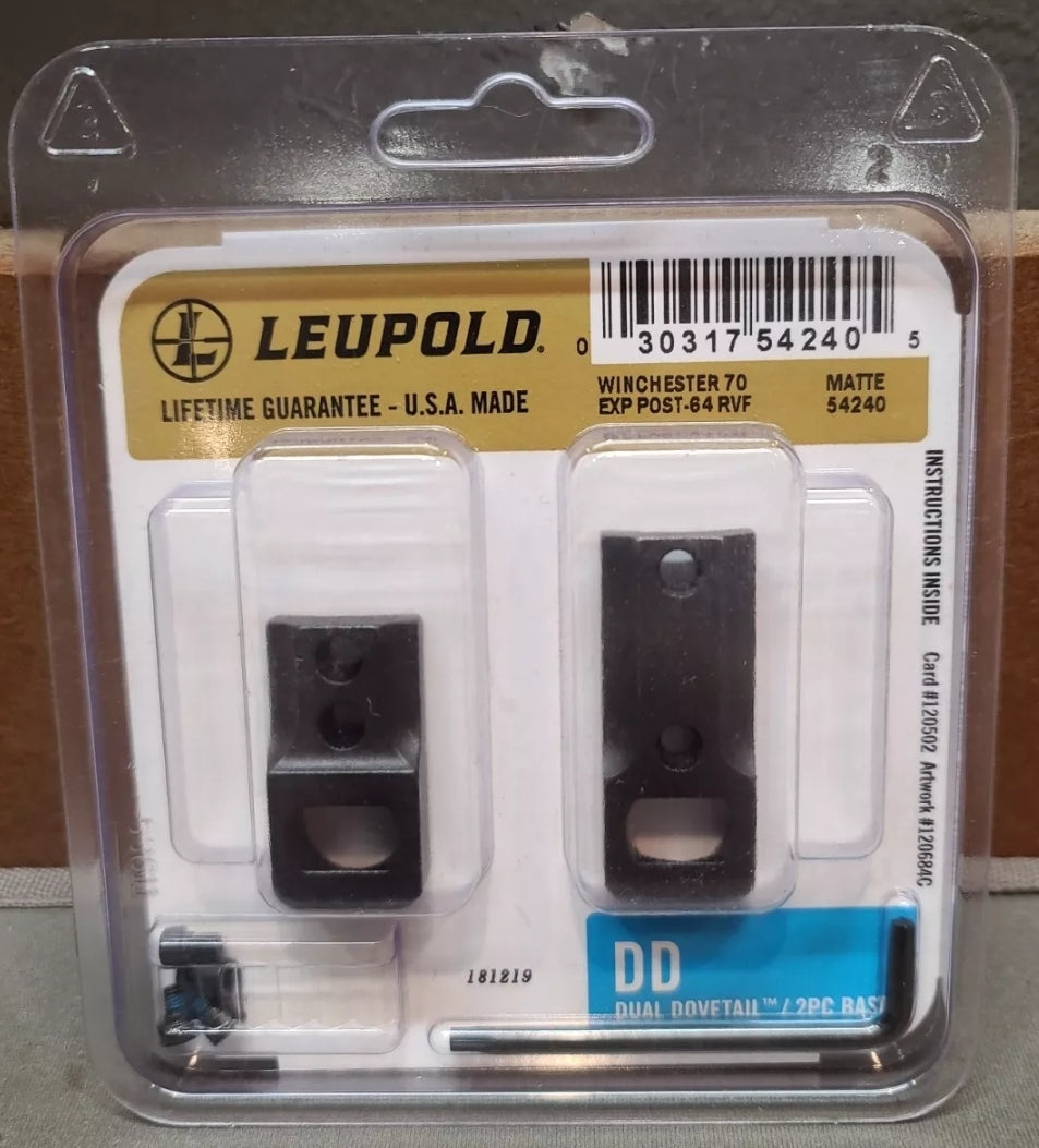 LEUPOLD Dovetail WINCHESTER 70 EXP POST-64 RVF Two-Piece MATTE BASES #54240 NEW