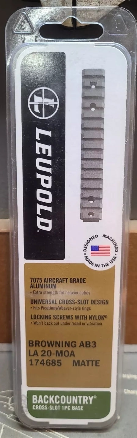Leupold BackCountry Cross-Slot Browning AB3 Long Action 20 MOA MATTE PICATINNY 174685