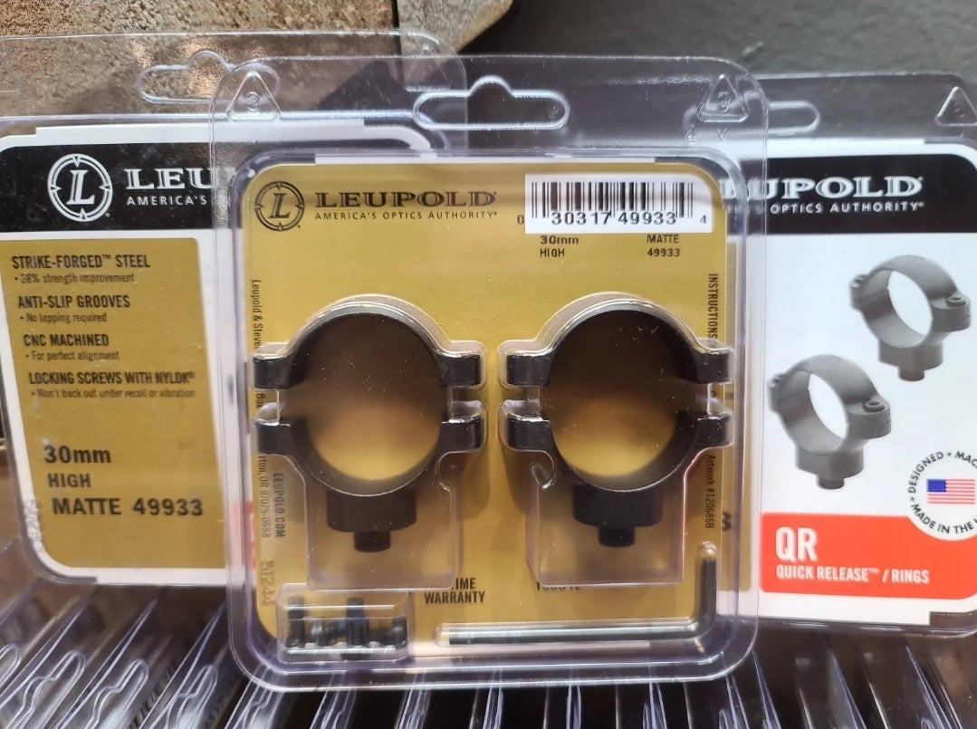 Leupold Quick Release 30mm Scope Rings High Matte Finish #49933