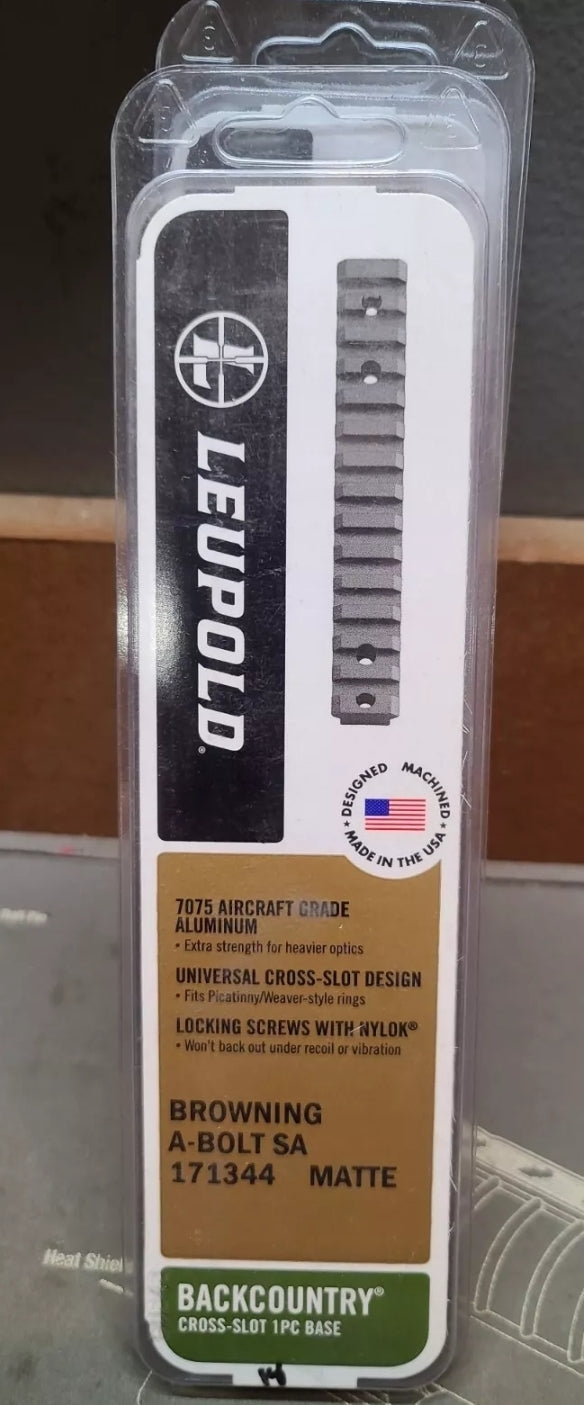 Leupold BackCountry 171344 Cross-Slot Browning A-Bolt Short Action 1 Peice Matte Scope Base
