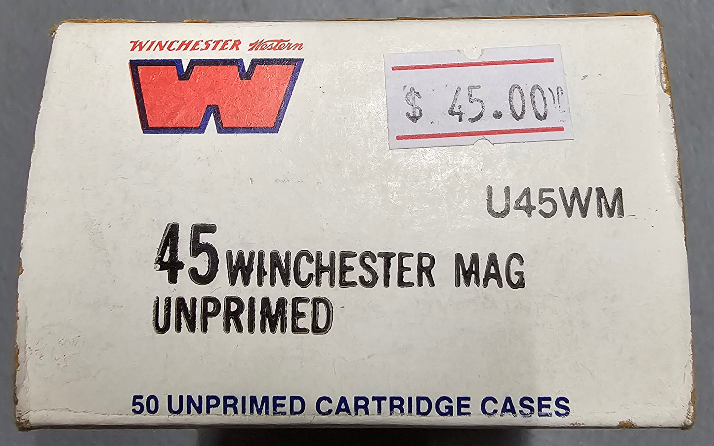 *RARE* WINCHESTER WESTERN 45 WIN MAG UNPRIMED BRASS CASES 50 QTY #U45WM