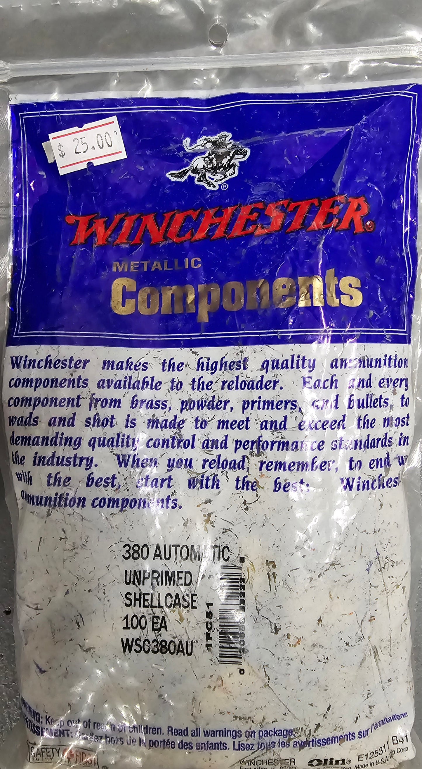 Winchester 380ACP UNPRIMED BRASS 100 QTY #WSC380AU