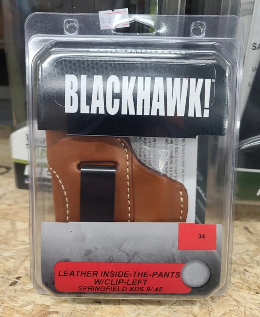 BLACKHAWK! Springfield XDS 3.3" IWB LEFT HAND Brown LEATHER HOLSTER #34 421434BN-L