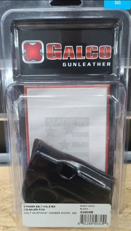 Galco Stinger #SG608B RIGHT Hand Leathee Holster for Sig 238 Colt Mustang Kimber Micro