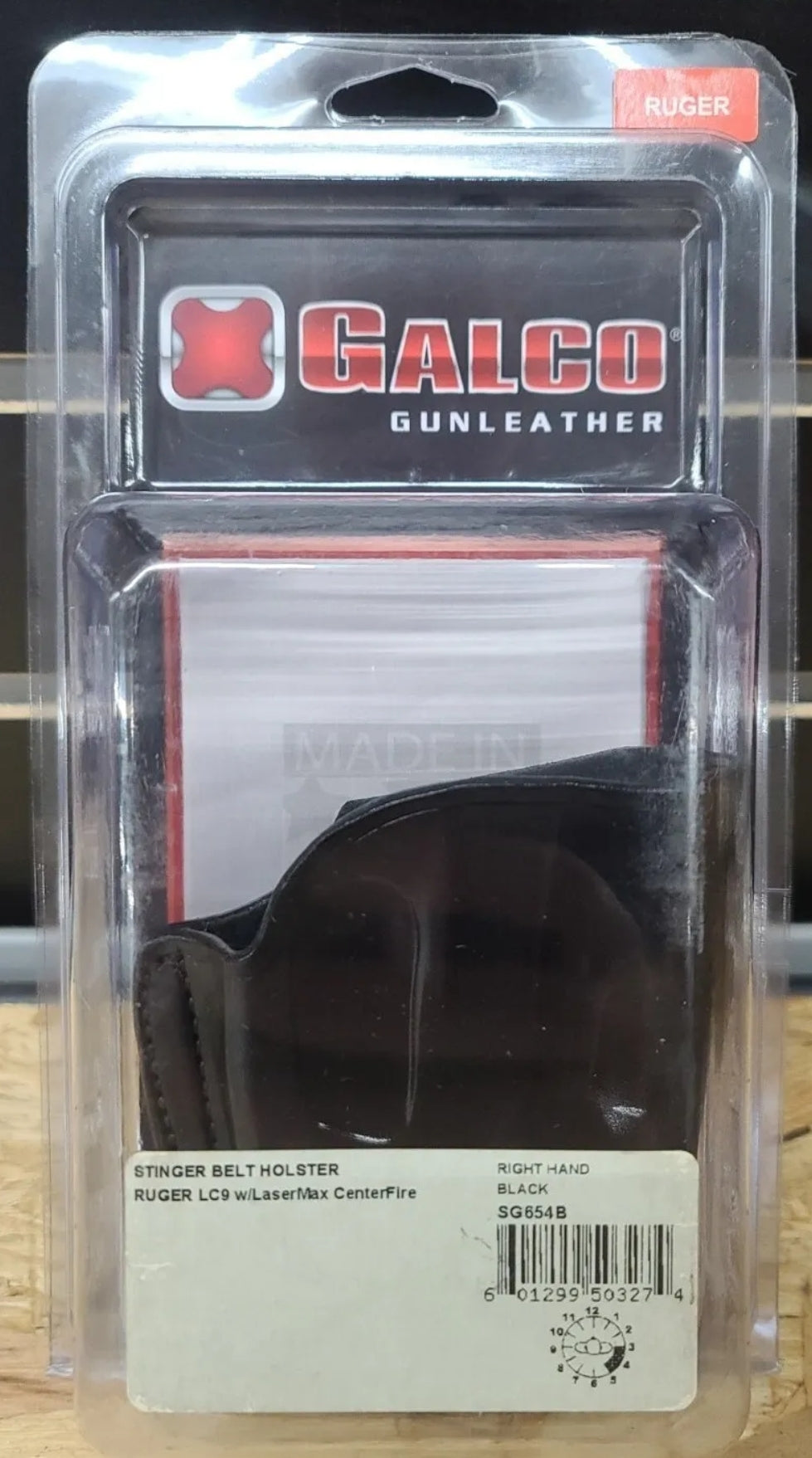 Galco SG654B Stinger Leather Belt Holster for Ruger LC9 LaserMax Center Fire Right Hand