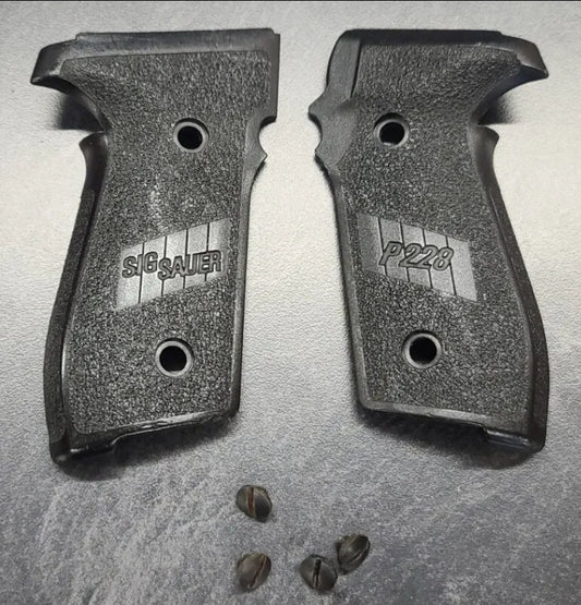USED Sig Sauer P228 Factory Grips Left &  Right Grip Panels Made in Germany 228 w/ Screws