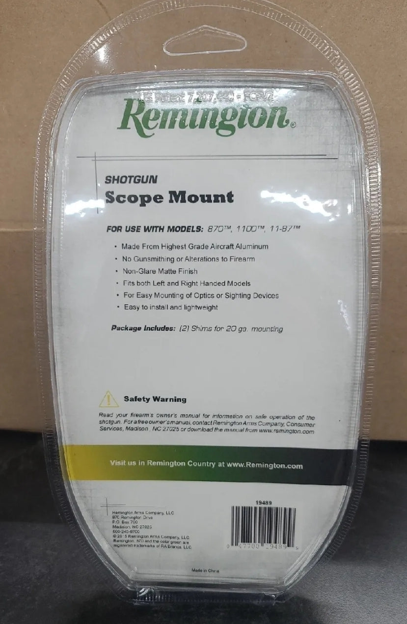 Remington Shotgun Saddle Scope Mount Picatinny Rail 12 & 20 Ga 870 1100 11-87 #19489
