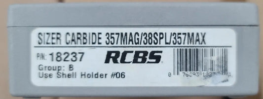 RCBS SIZER CARB .38SPL, 357 MAG & MAX Die Set Part Number 18237 Use Holder 6