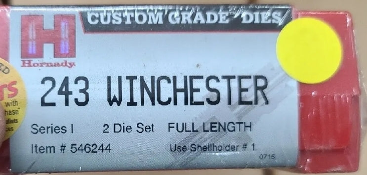 Hornady 546244 Series 1 Full Length 2 Die Set 243 WIN Winchester CUSTOM GRADE
