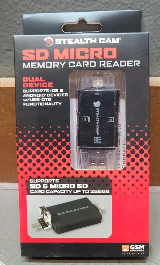 Stealth Cam Triple Connection SD MICRO Memory Card Reader Android/IOS STC-DDMCR