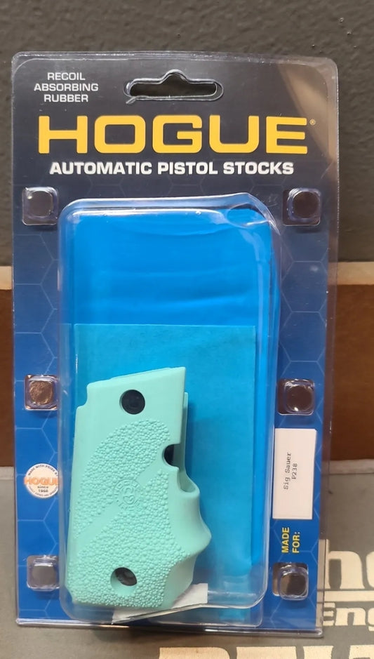 Hogue Sig Sauer P238 380ACP Rubber Grip With Finger Grooves-Aqua-38004 NEW