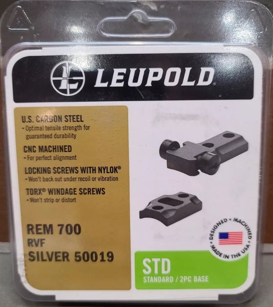 LEUPOLD 50019 STD Standard TWO PEICE Base Remington 700 RVF Silver STAINLESS