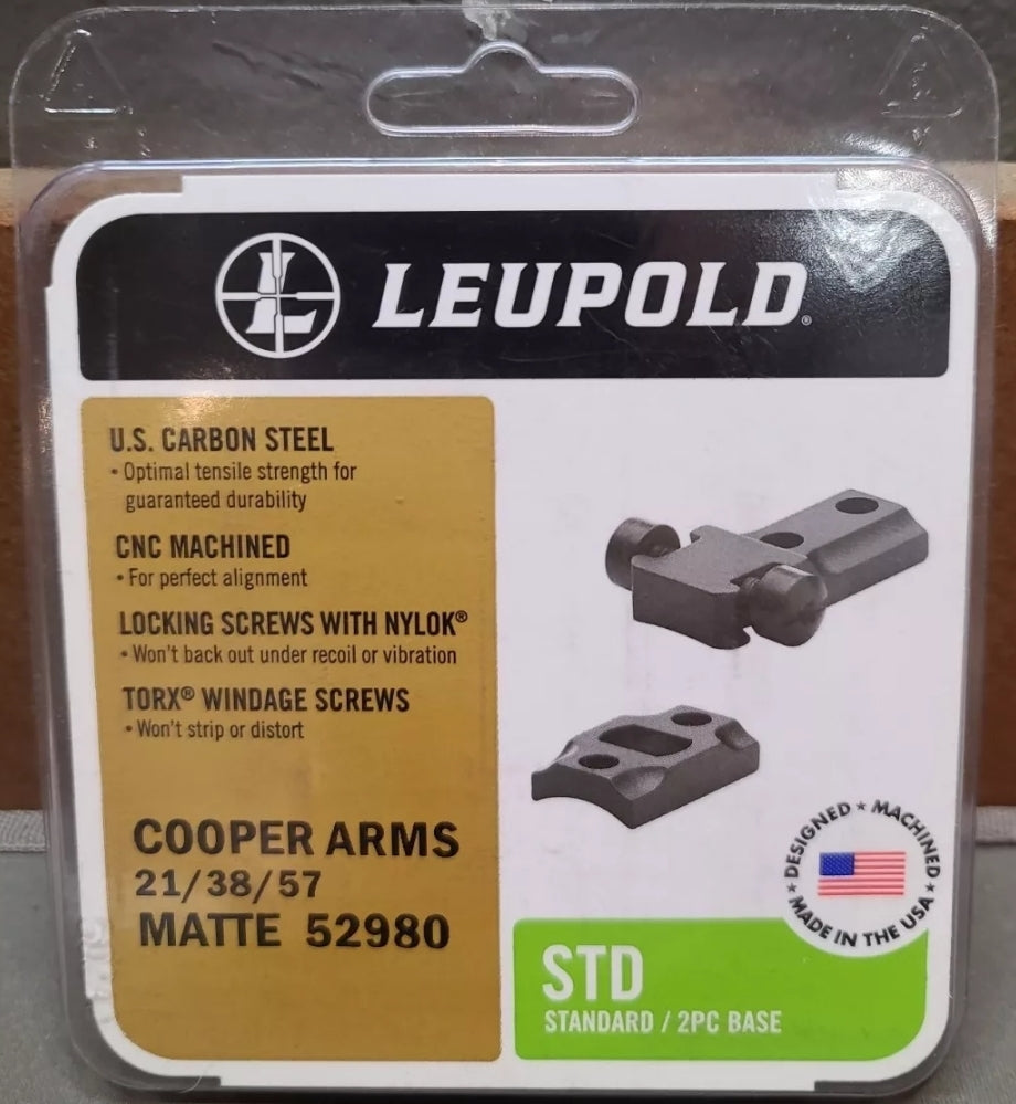 Leupold STD Scope Mount Two PEICE Base Cooper 38/21/57 Matte #52980