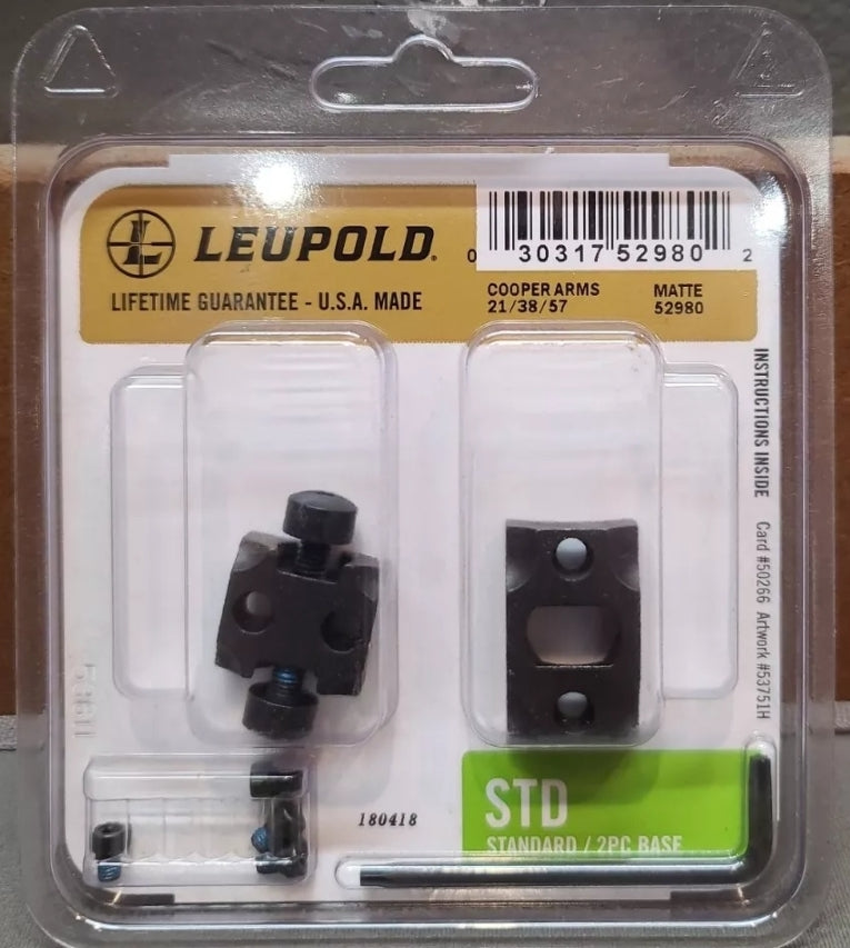 Leupold STD Scope Mount Two PEICE Base Cooper 38/21/57 Matte #52980