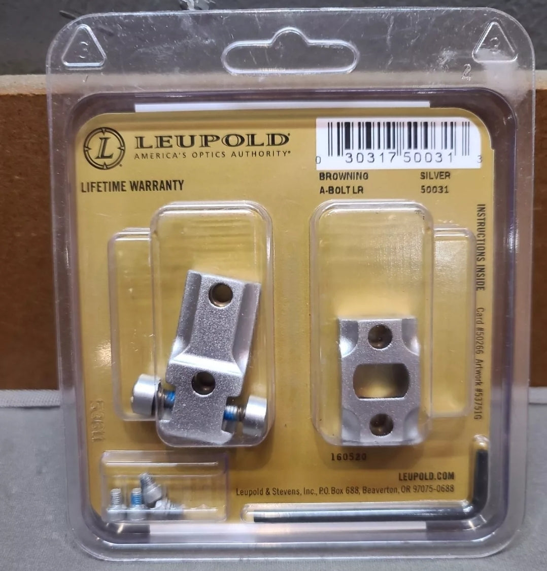 Leupold STD 50031 2-Piece Browning A-Bolt LR Silver STAINLESS Finish