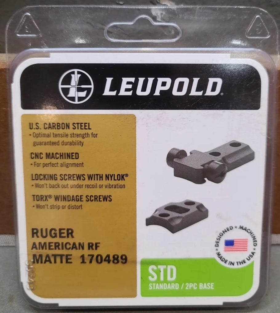 Leupold STD 170489 Ruger American RF Standard Black Matte Finish 2 Peice BASE