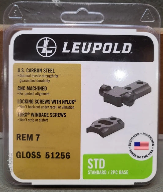 Leupold 51256 STD STANDARD 2-Piece Base Remington Model 7 Gloss Black