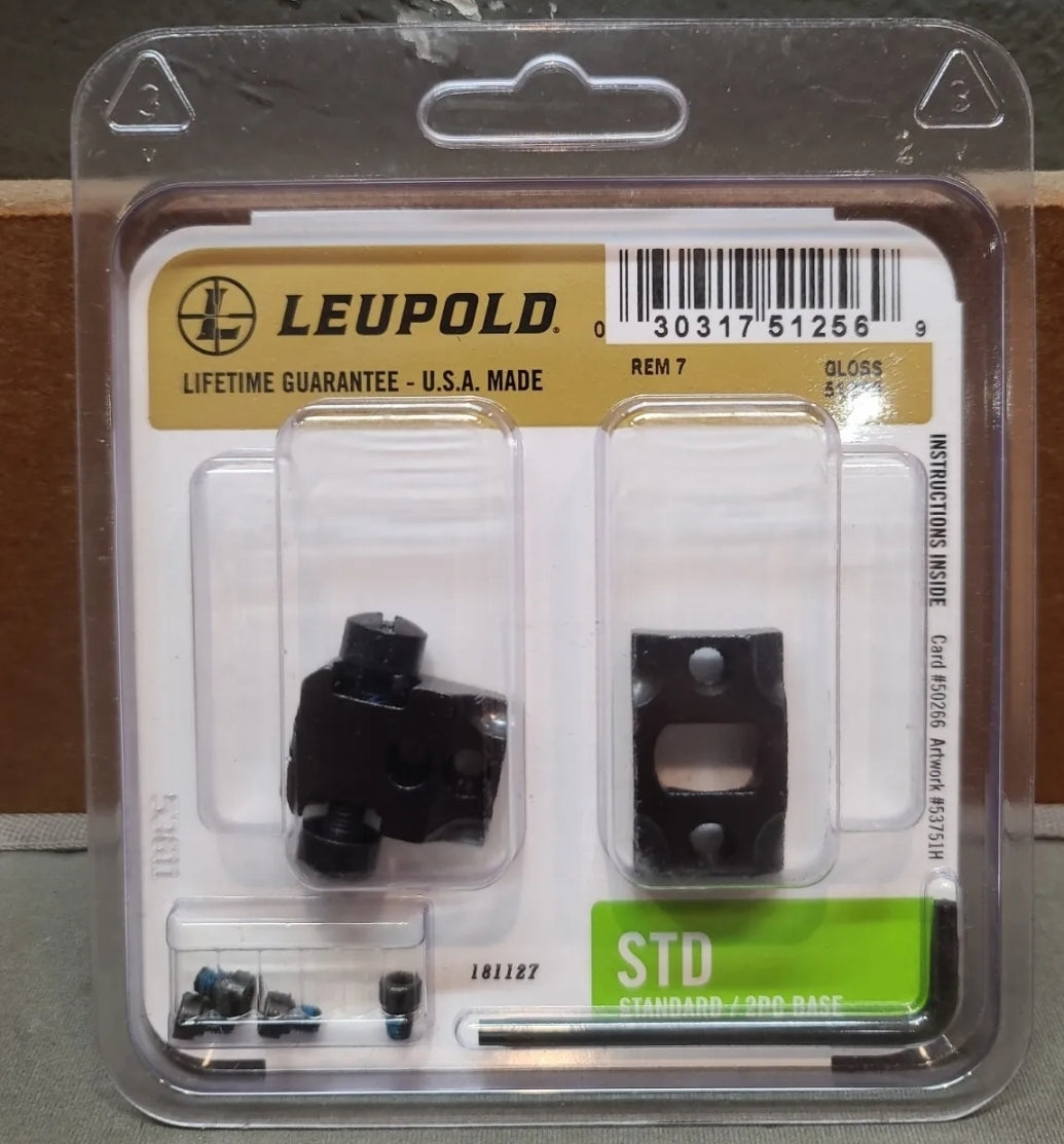 Leupold 51256 STD STANDARD 2-Piece Base Remington Model 7 Gloss Black