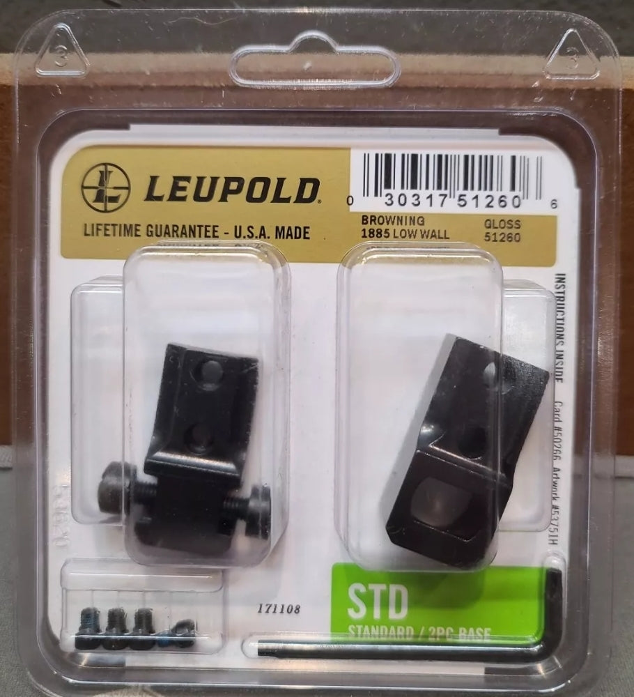 Leupold 51260 2-Piece STD LOCK IN BASE Browning 1885 Low Wall Gloss Black