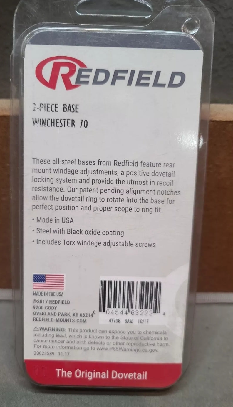 WINCHESTER MODEL 70 2 Peice Base STEEL BASE REDFIELD (RED47708)