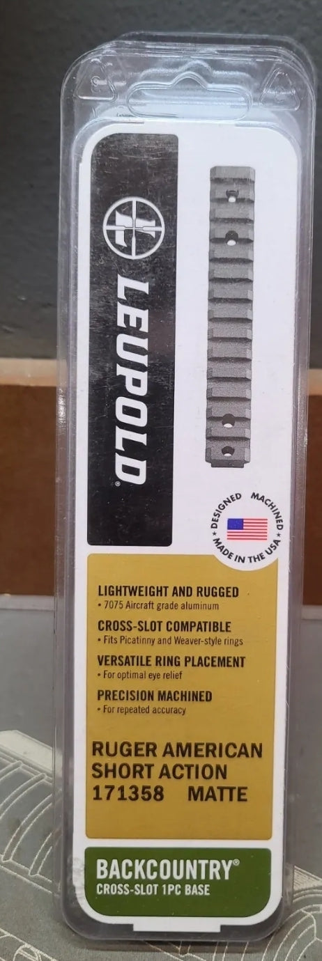 LEUPOLD BACKCOUNTRY CROSS-SLOT RUGER AMERICAN SHORT ACTION 1 PEICE MATTE 171358
